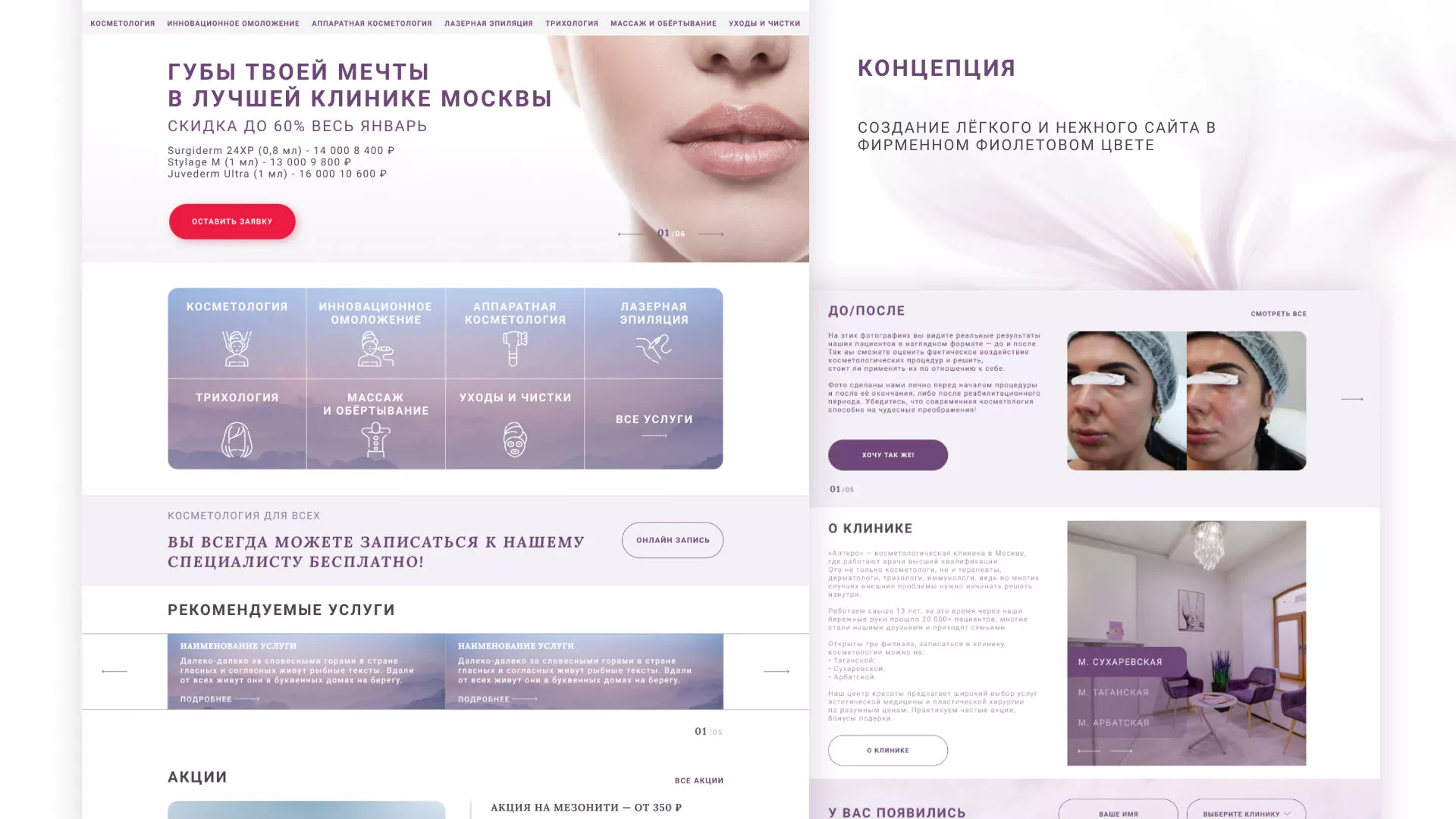 Создание сайта сети клиник эстетической косметологии «Алтеро» в Кохме