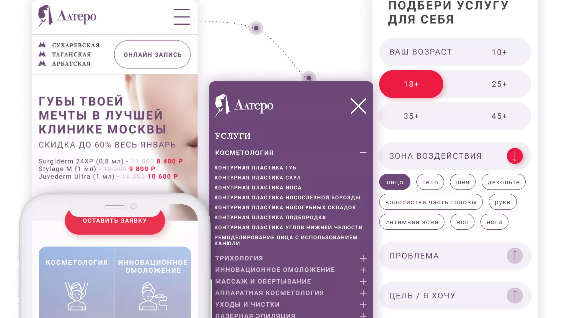 Создание сайта сети клиник эстетической косметологии «Алтеро» в Кохме